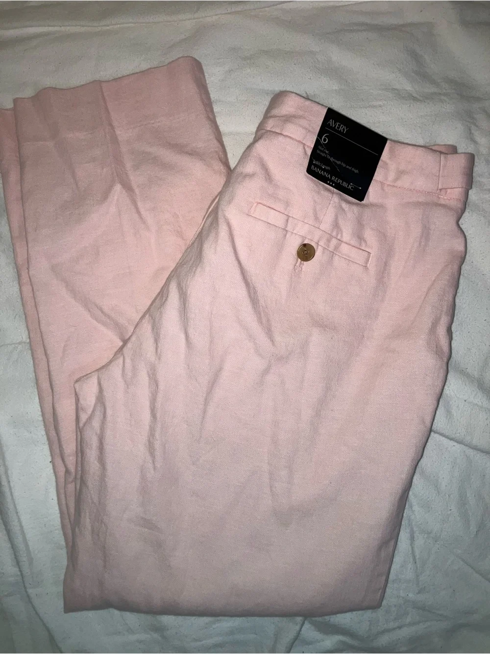 Banana Republic NEW Avery Linen mid rise straight pant sz 6 pink peach resort